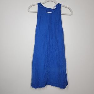 Wilfred Aritzia linen blend blue sleeveless dress raw hem size extra small
